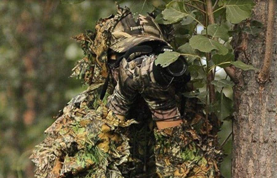 Photographer in 3D Camouflage Suit