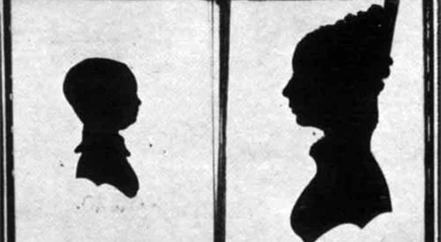 Hand Carved Silhouettes of Charles Wayge 2, and His Mother. Year 1824.